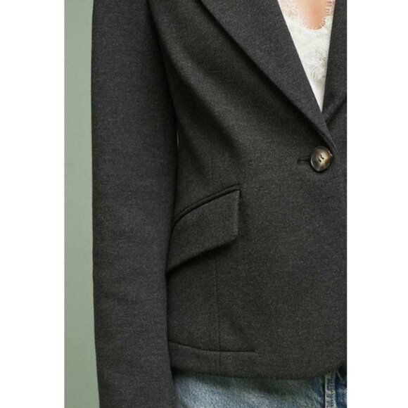 Anthropologie Cartonnier Cropped Blazer Jacket Gray Womens 14 Tomboy Style - Picture 9 of 9